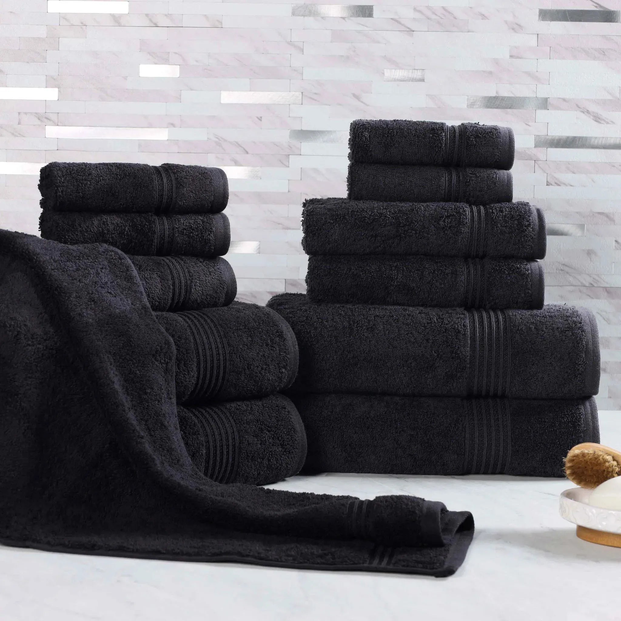 Egyptian Cotton Heritage Plush Towel Set 12 Piece - Egyptian Cotton Towel Set by Superior Brand