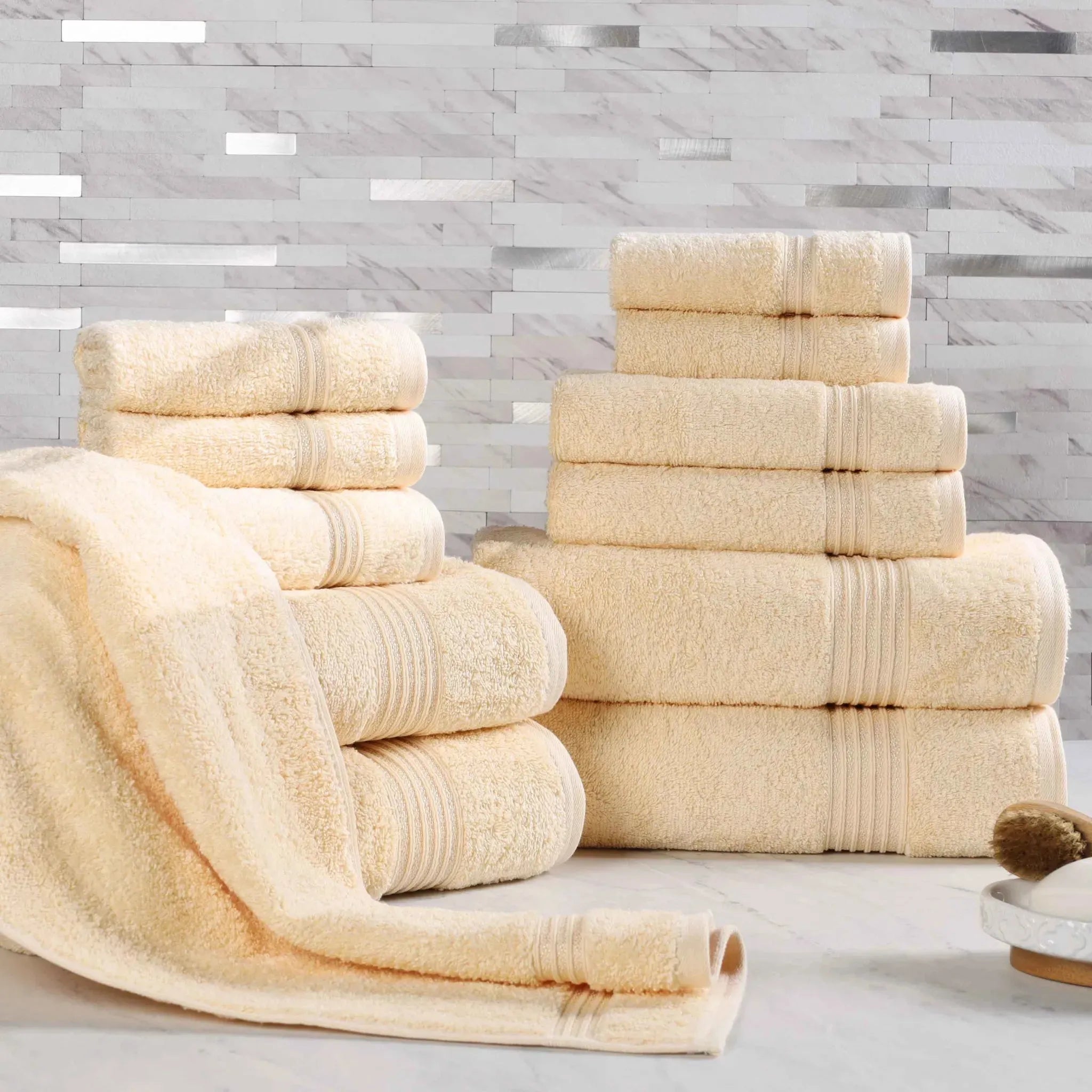 Egyptian Cotton Heritage Plush Towel Set 12 Piece - Egyptian Cotton Towel Set by Superior Brand