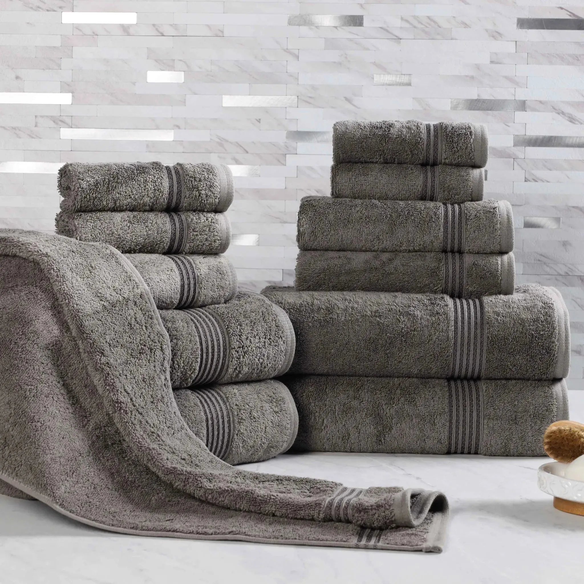 Egyptian Cotton Heritage Plush Towel Set 12 Piece - Egyptian Cotton Towel Set by Superior Brand