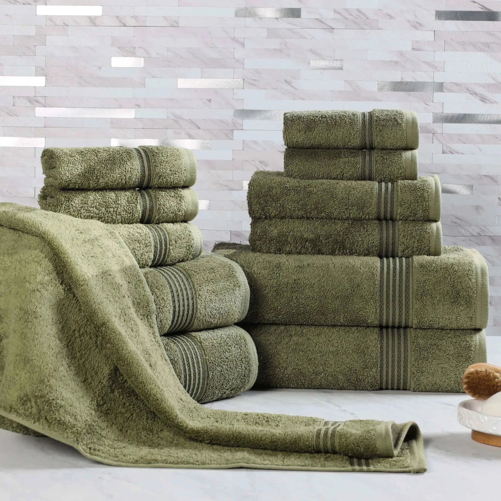 Egyptian Cotton Heritage Plush Towel Set 12 Piece - Egyptian Cotton Towel Set by Superior Brand
