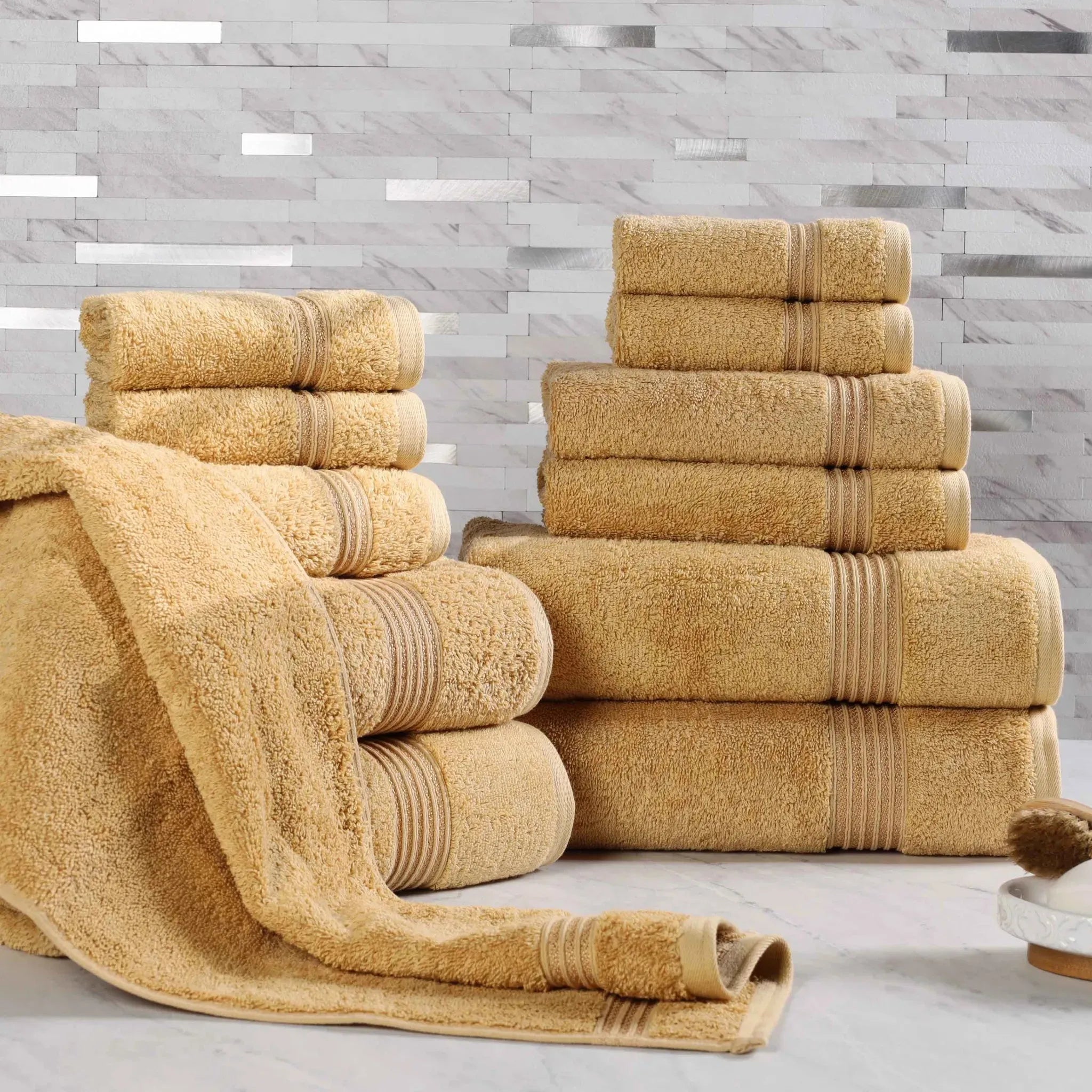 Egyptian Cotton Heritage Plush Towel Set 12 Piece - Egyptian Cotton Towel Set by Superior Brand