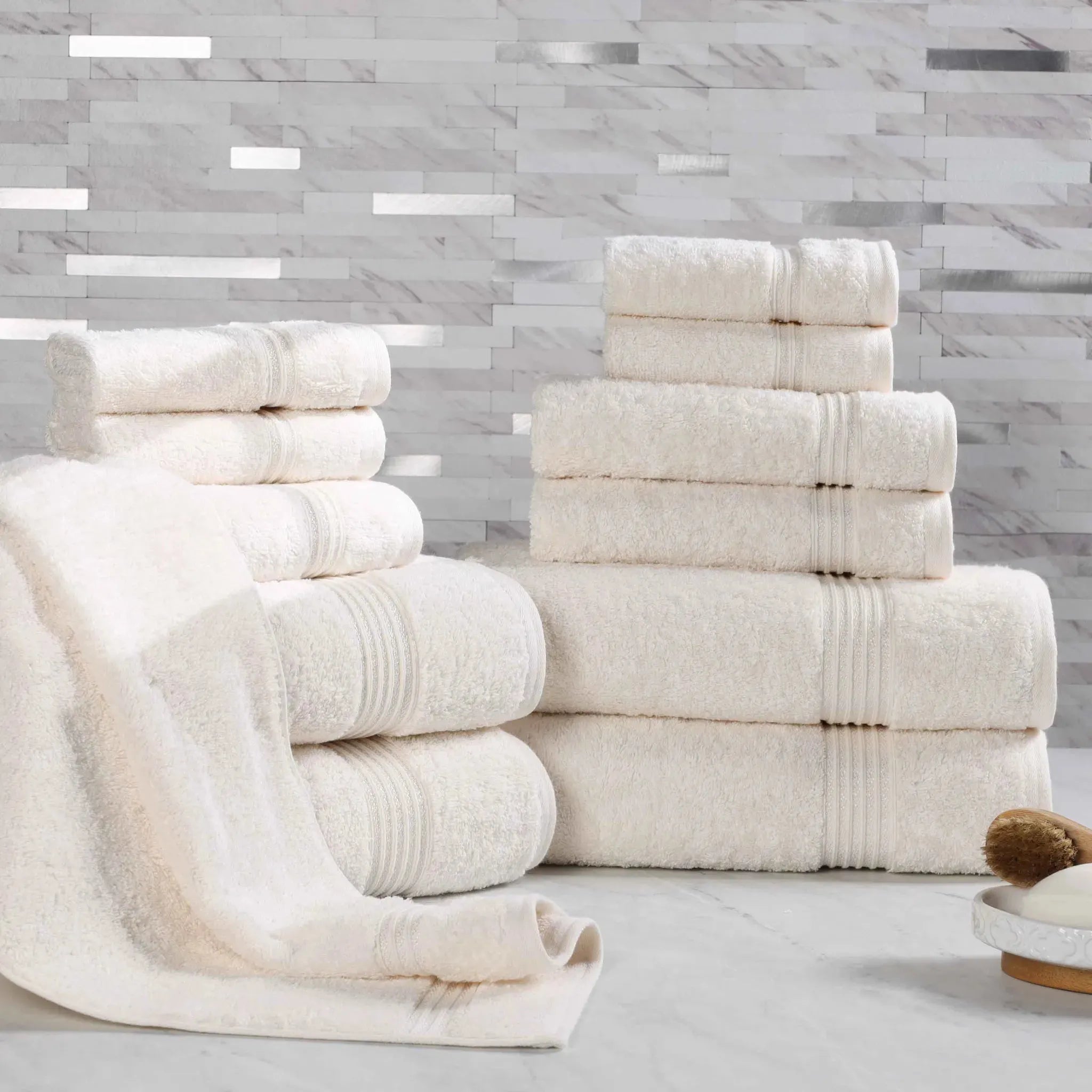 Egyptian Cotton Heritage Plush Towel Set 12 Piece - Egyptian Cotton Towel Set by Superior Brand