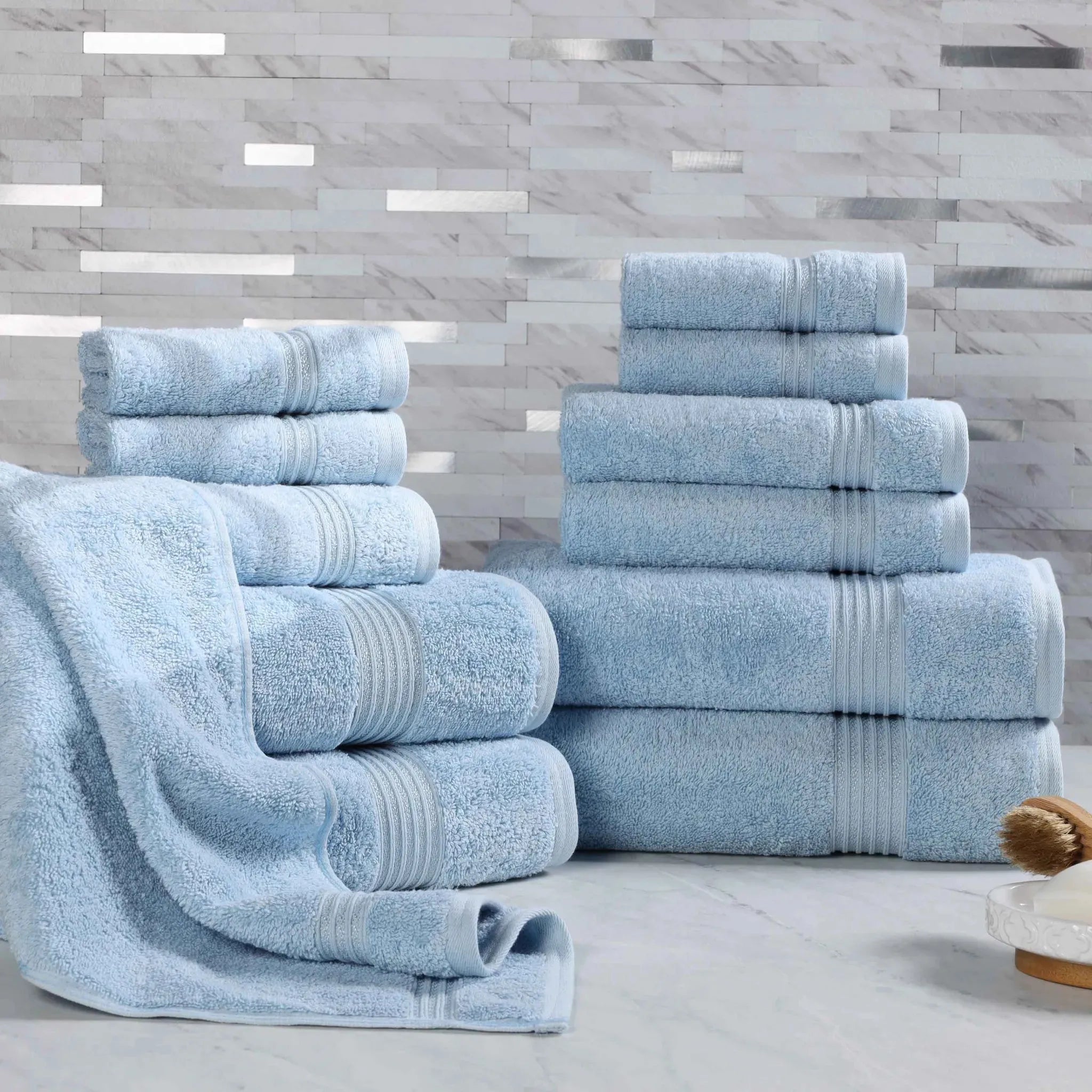 Egyptian Cotton Heritage Plush Towel Set 12 Piece - Egyptian Cotton Towel Set by Superior Brand
