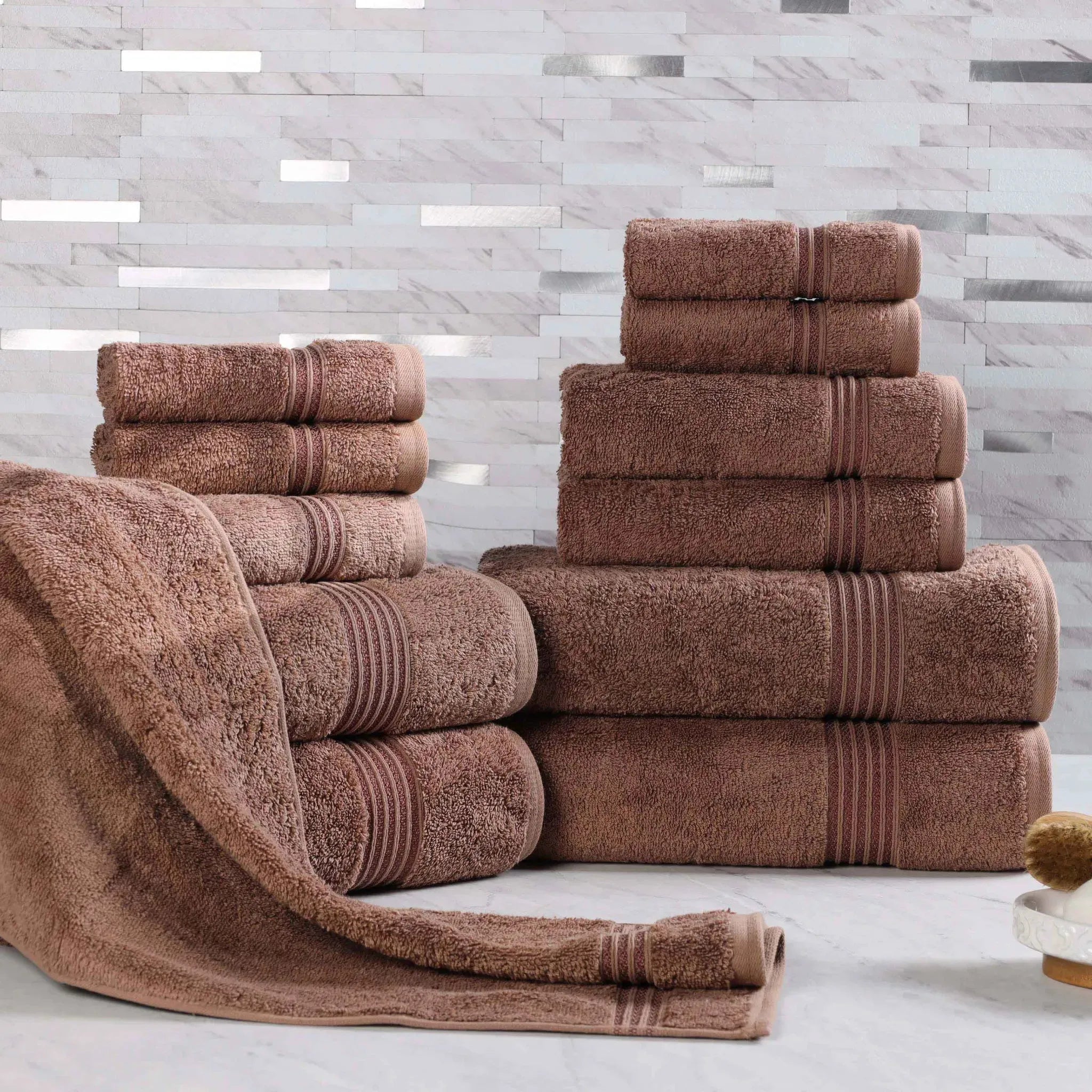 Egyptian Cotton Heritage Plush Towel Set 12 Piece - Egyptian Cotton Towel Set by Superior Brand