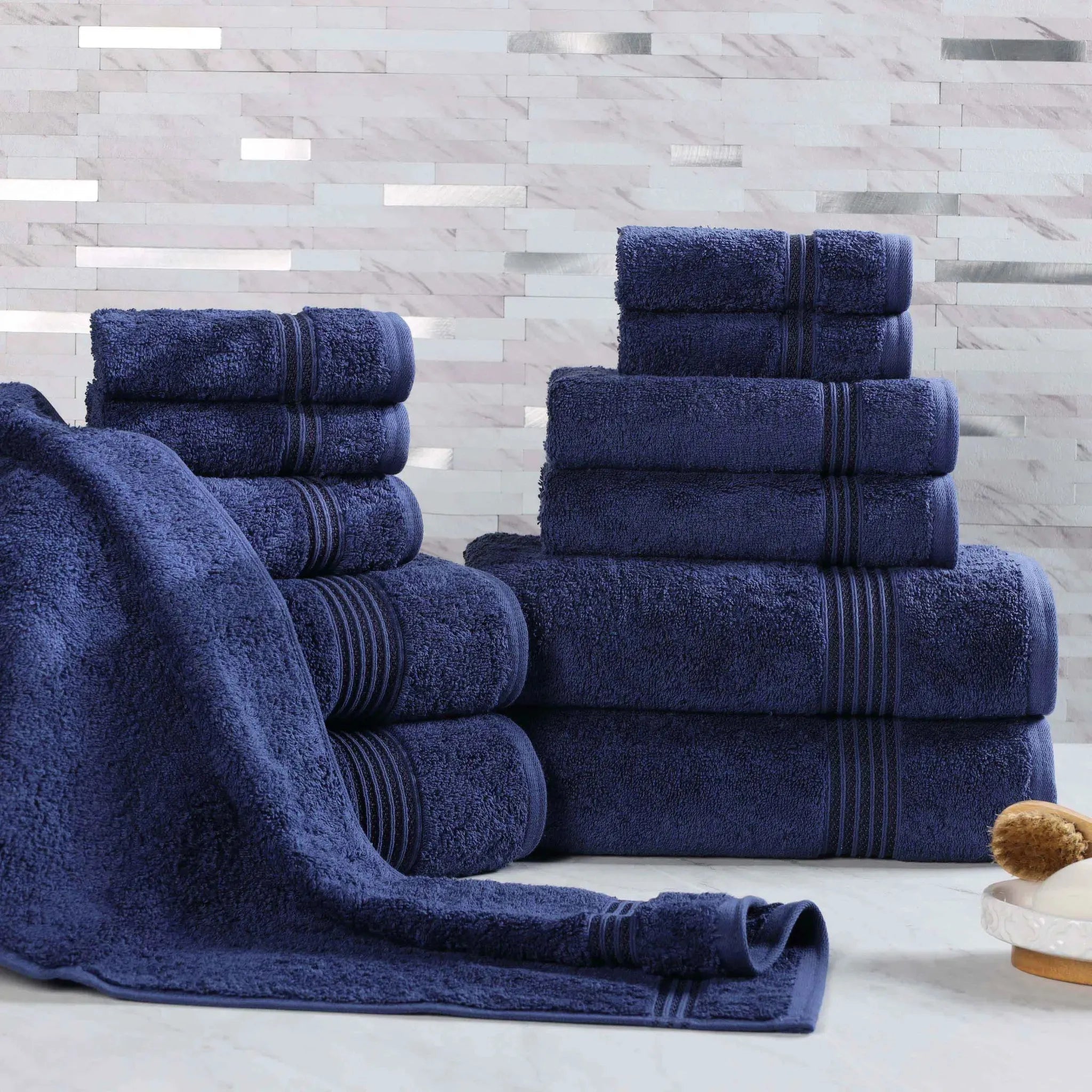 Egyptian Cotton Heritage Plush Towel Set 12 Piece - Egyptian Cotton Towel Set by Superior Brand