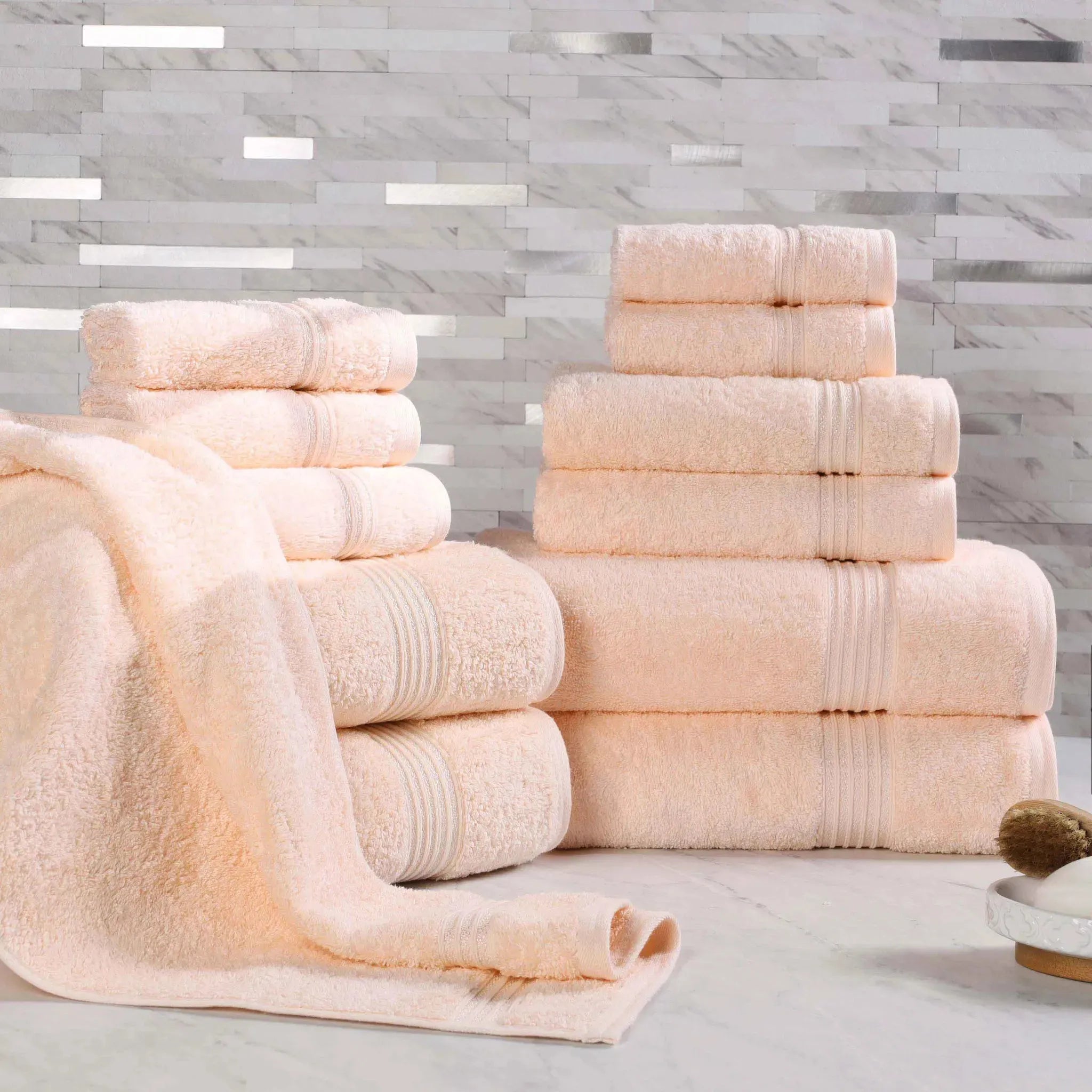 Egyptian Cotton Heritage Plush Towel Set 12 Piece - Egyptian Cotton Towel Set by Superior Brand