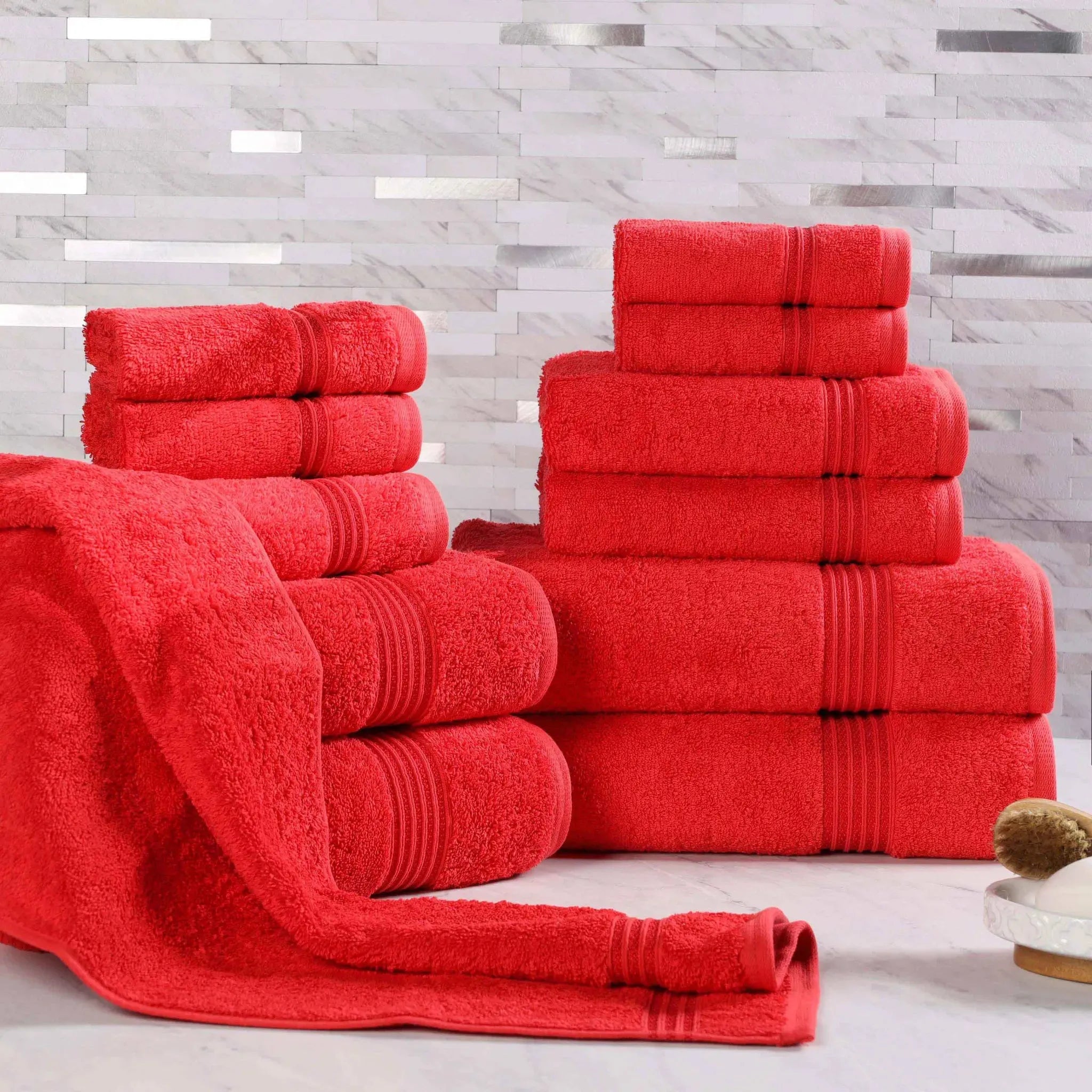 Egyptian Cotton Heritage Plush Towel Set 12 Piece - Egyptian Cotton Towel Set by Superior Brand