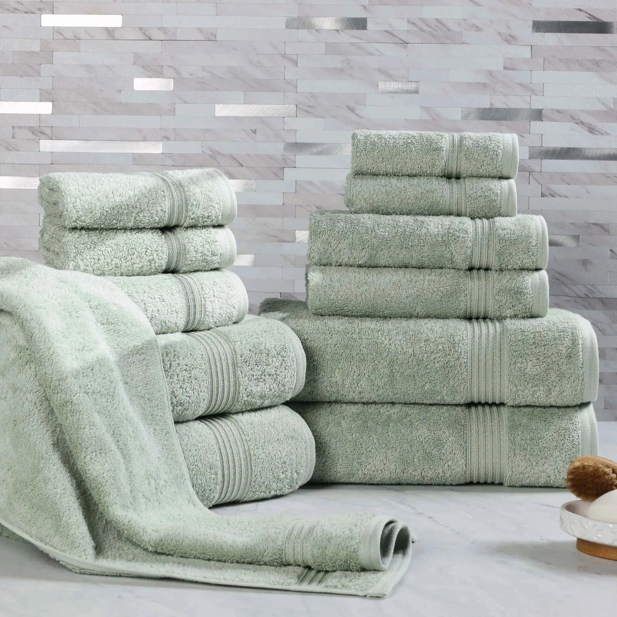 Egyptian Cotton Heritage Plush Towel Set 12 Piece - Egyptian Cotton Towel Set by Superior Brand