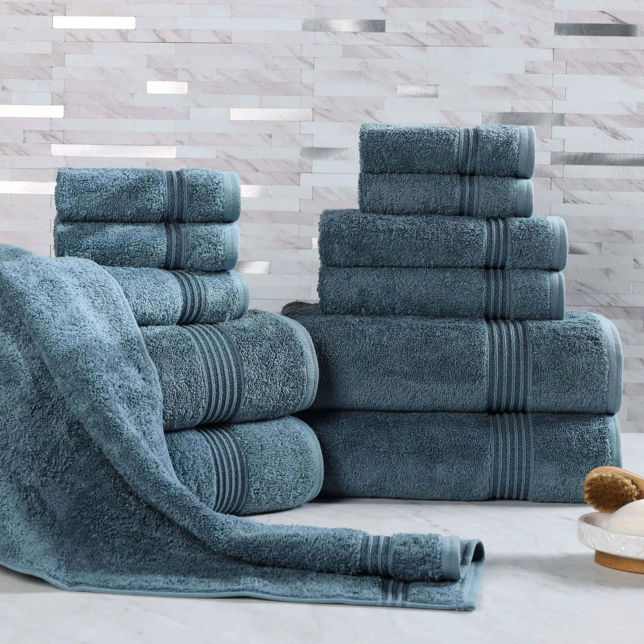 Egyptian Cotton Heritage Plush Towel Set 12 Piece - Egyptian Cotton Towel Set by Superior Brand