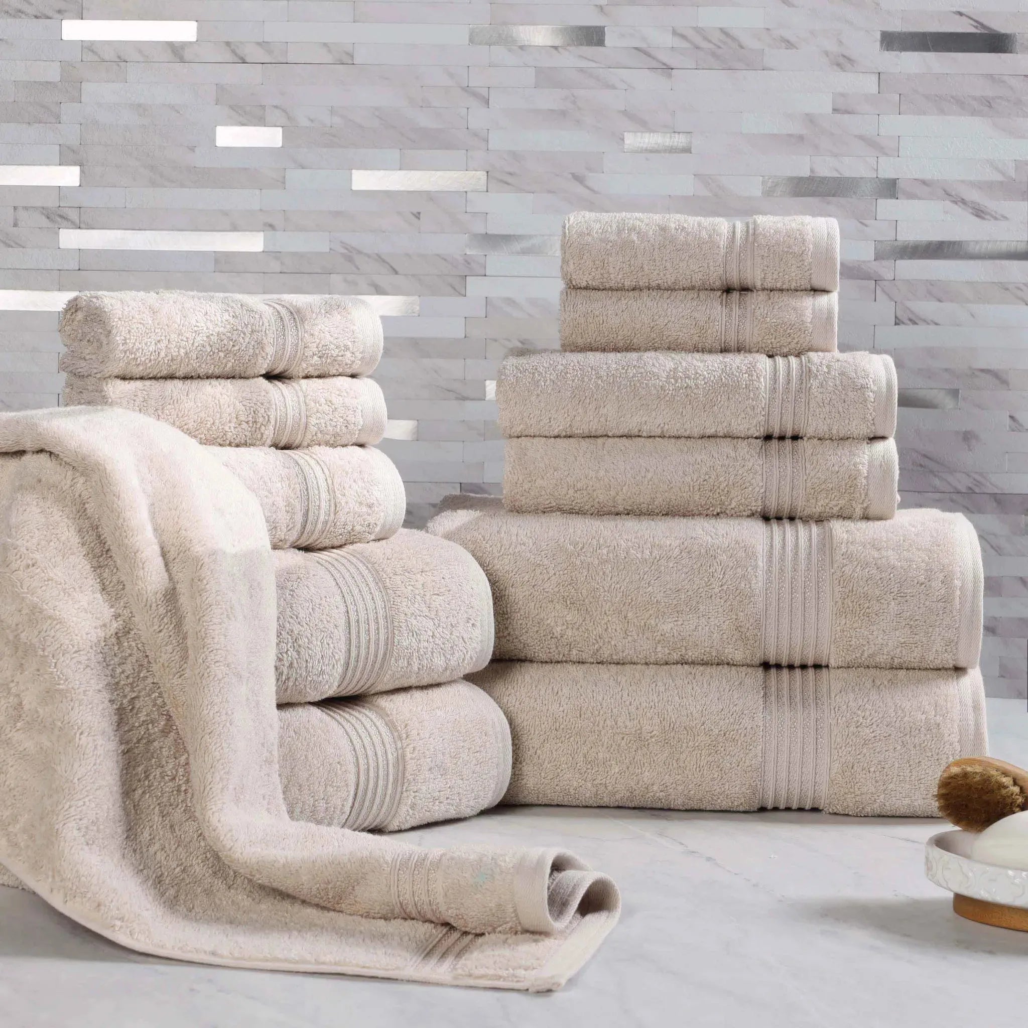 Egyptian Cotton Heritage Plush Towel Set 12 Piece - Egyptian Cotton Towel Set by Superior Brand