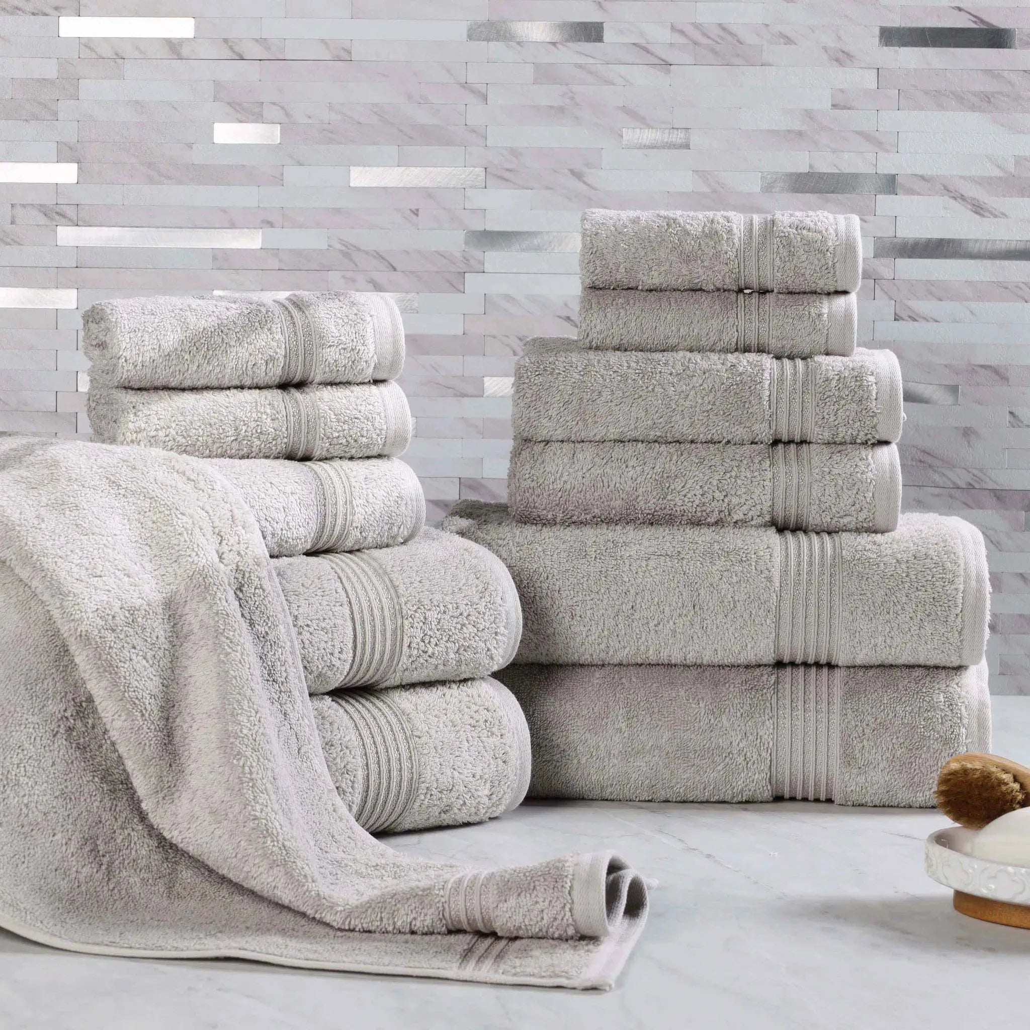 Egyptian Cotton Heritage Plush Towel Set 12 Piece - Egyptian Cotton Towel Set by Superior Brand