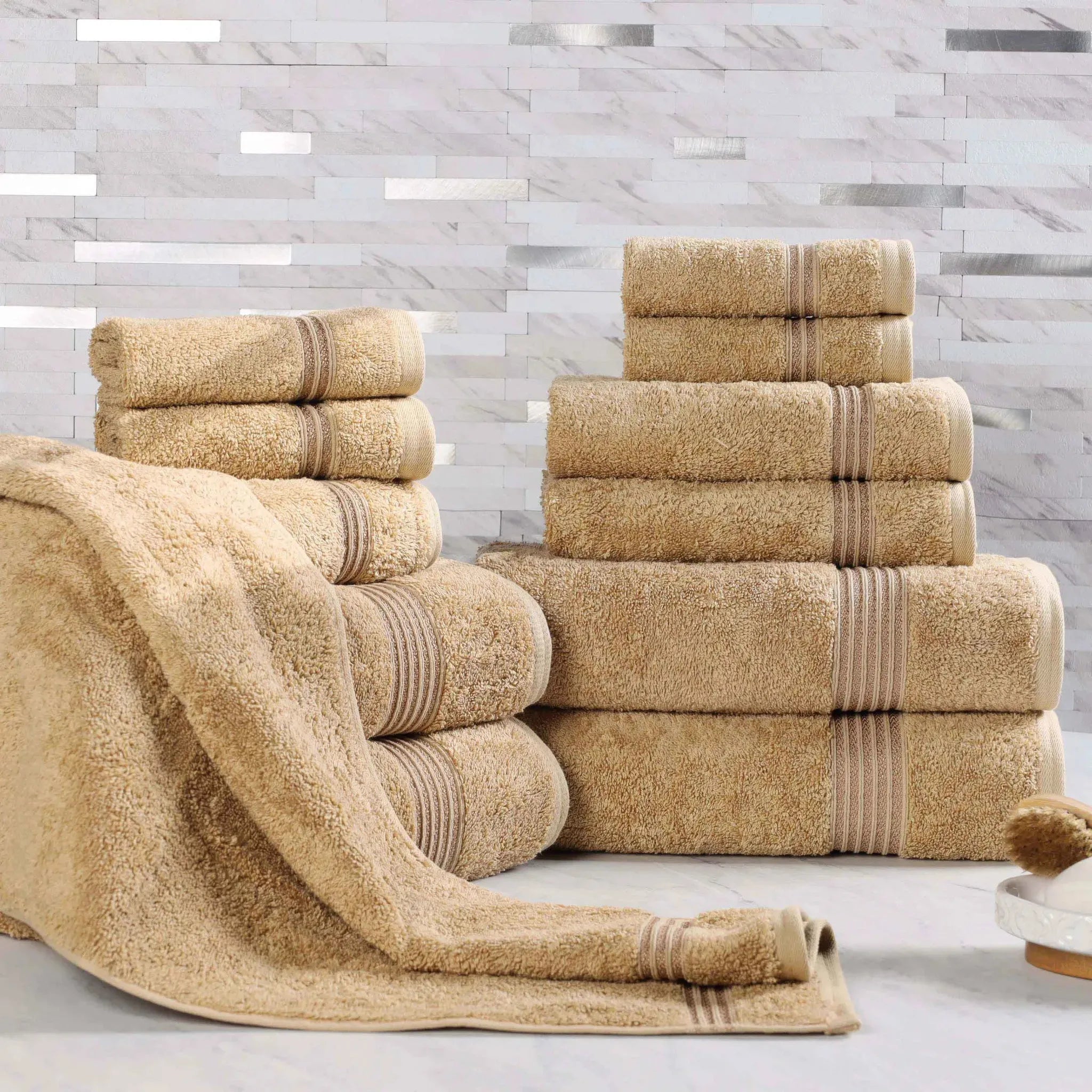 Egyptian Cotton Heritage Plush Towel Set 12 Piece - Egyptian Cotton Towel Set by Superior Brand