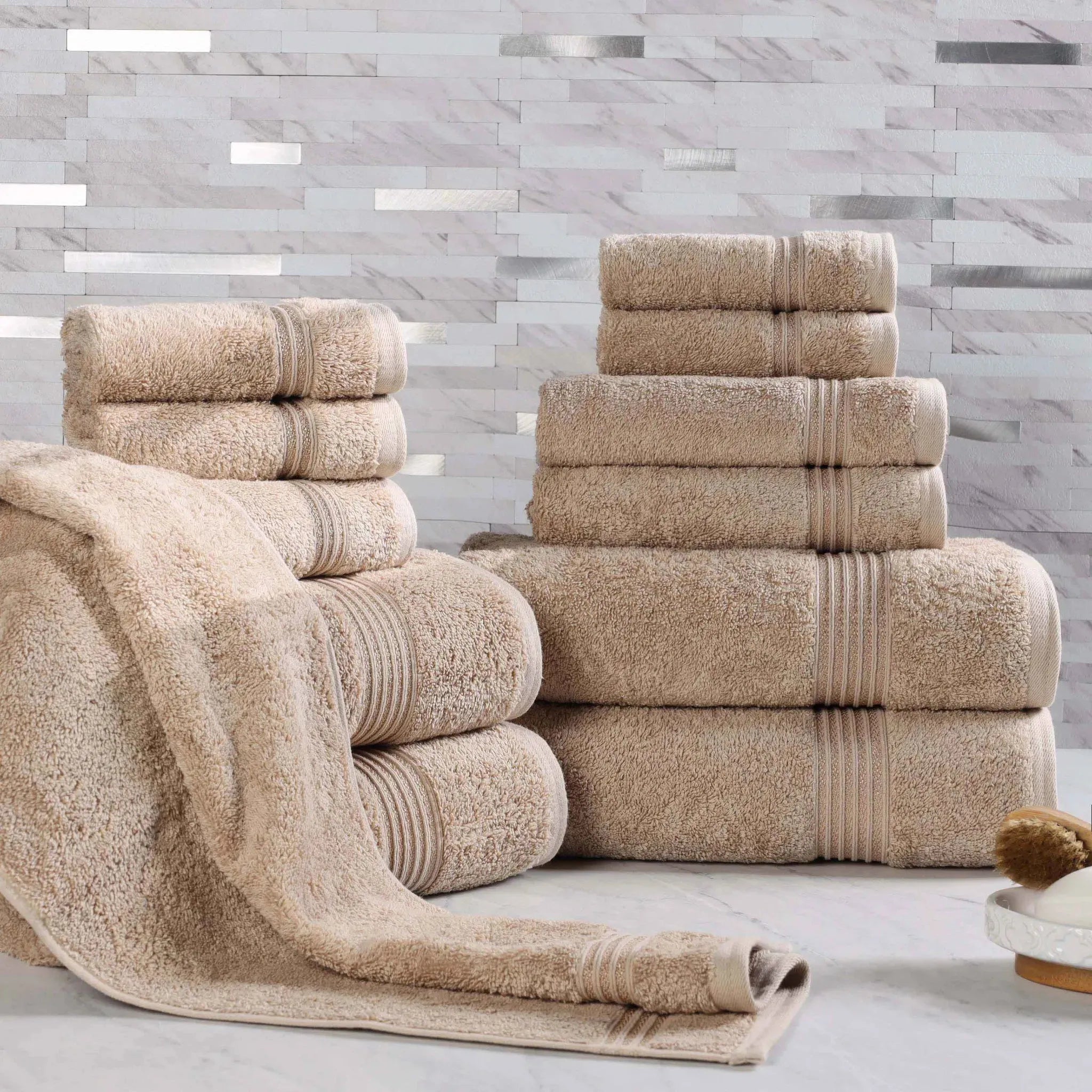 Egyptian Cotton Heritage Plush Towel Set 12 Piece - Egyptian Cotton Towel Set by Superior Brand