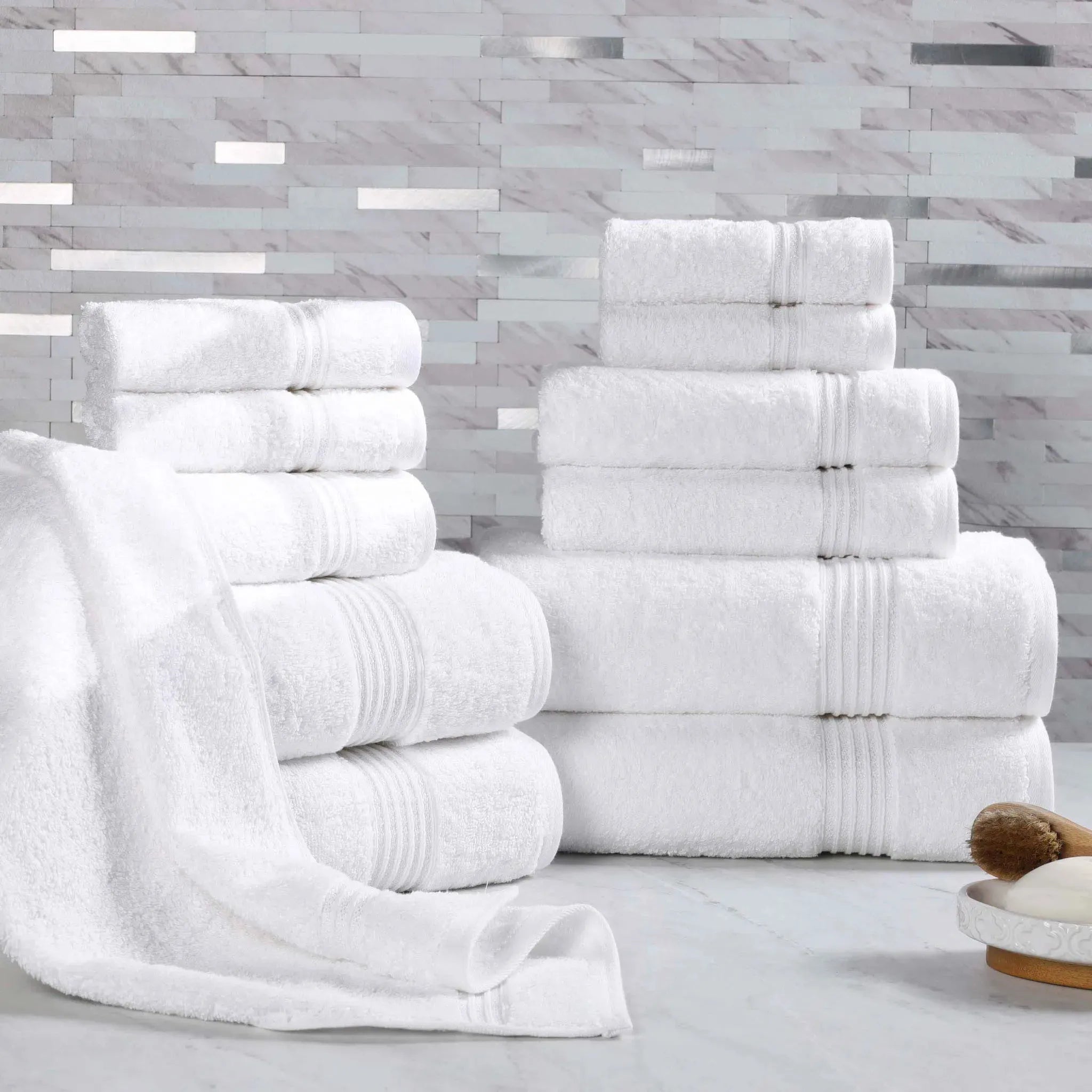 Egyptian Cotton Heritage Plush Towel Set 12 Piece - Egyptian Cotton Towel Set by Superior Brand