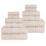 Zero Twist Cotton Waffle Towel Set 12-Piece - Napa - Towel Set by Superior Brand
