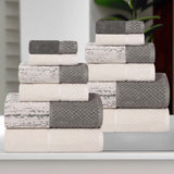 Lodi Cotton 12-Piece Bathroom Towel Set – Absorbent Mid-Weight Solids & Patterns
