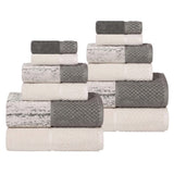 Lodi Cotton 12-Piece Bathroom Towel Set – Absorbent Mid-Weight Solids & Patterns