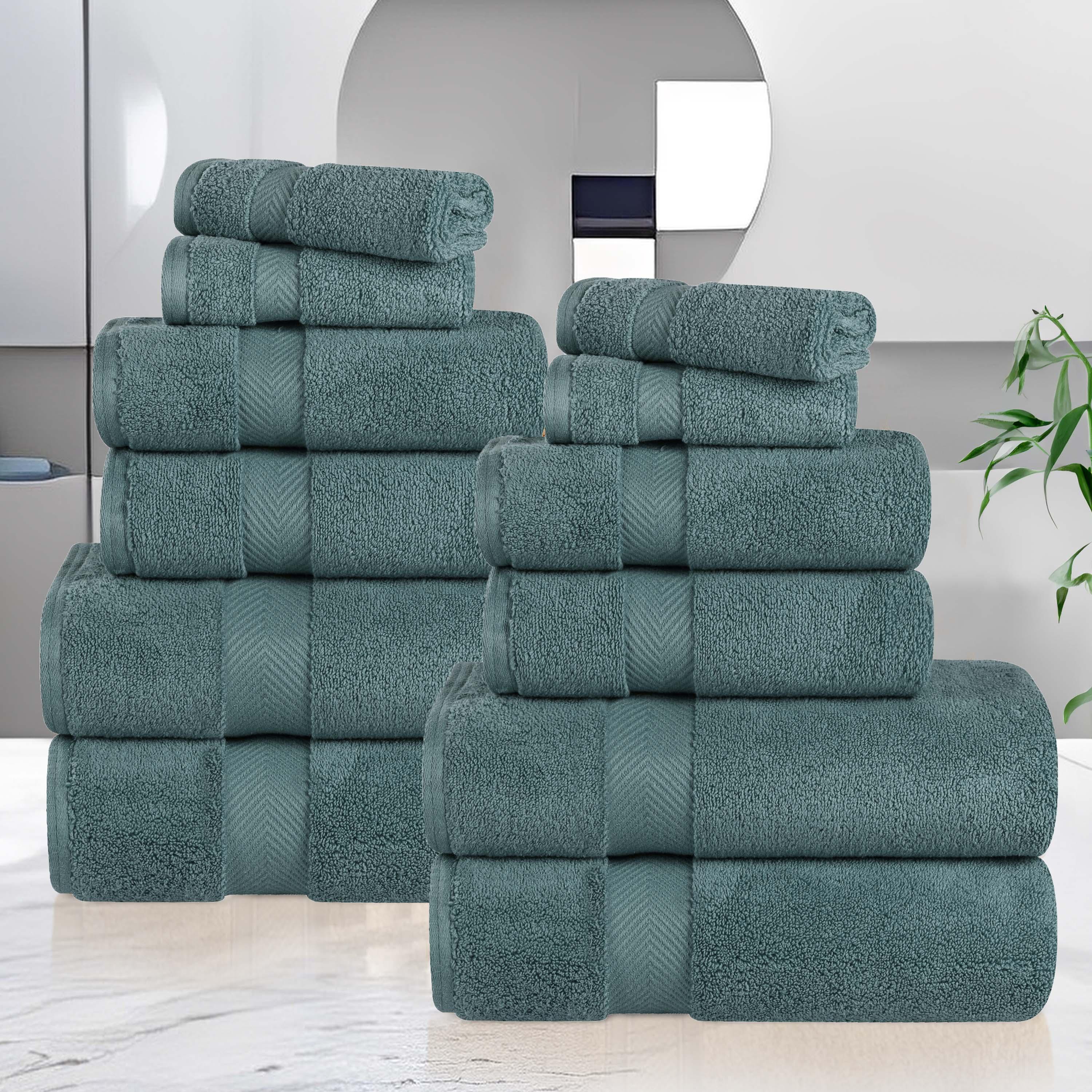Zero Twist Cotton Ultra-Soft Absorbent Assorted 12 Piece Towel Set - Towel Set by Superior Brand
