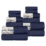 Lodi Cotton 12-Piece Bathroom Towel Set – Absorbent Mid-Weight Solids & Patterns