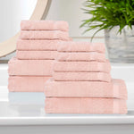Rolla Cotton Geometric Jacquard Plush Soft Absorbent 12 Piece Towel Set - Towel Set by Superior Brand