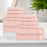 Rolla Cotton Geometric Jacquard Plush Soft Absorbent 12 Piece Towel Set - Towel Set by Superior Brand