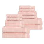 Rolla Cotton Geometric Jacquard Plush Soft Absorbent 12 Piece Towel Set - Towel Set by Superior Brand