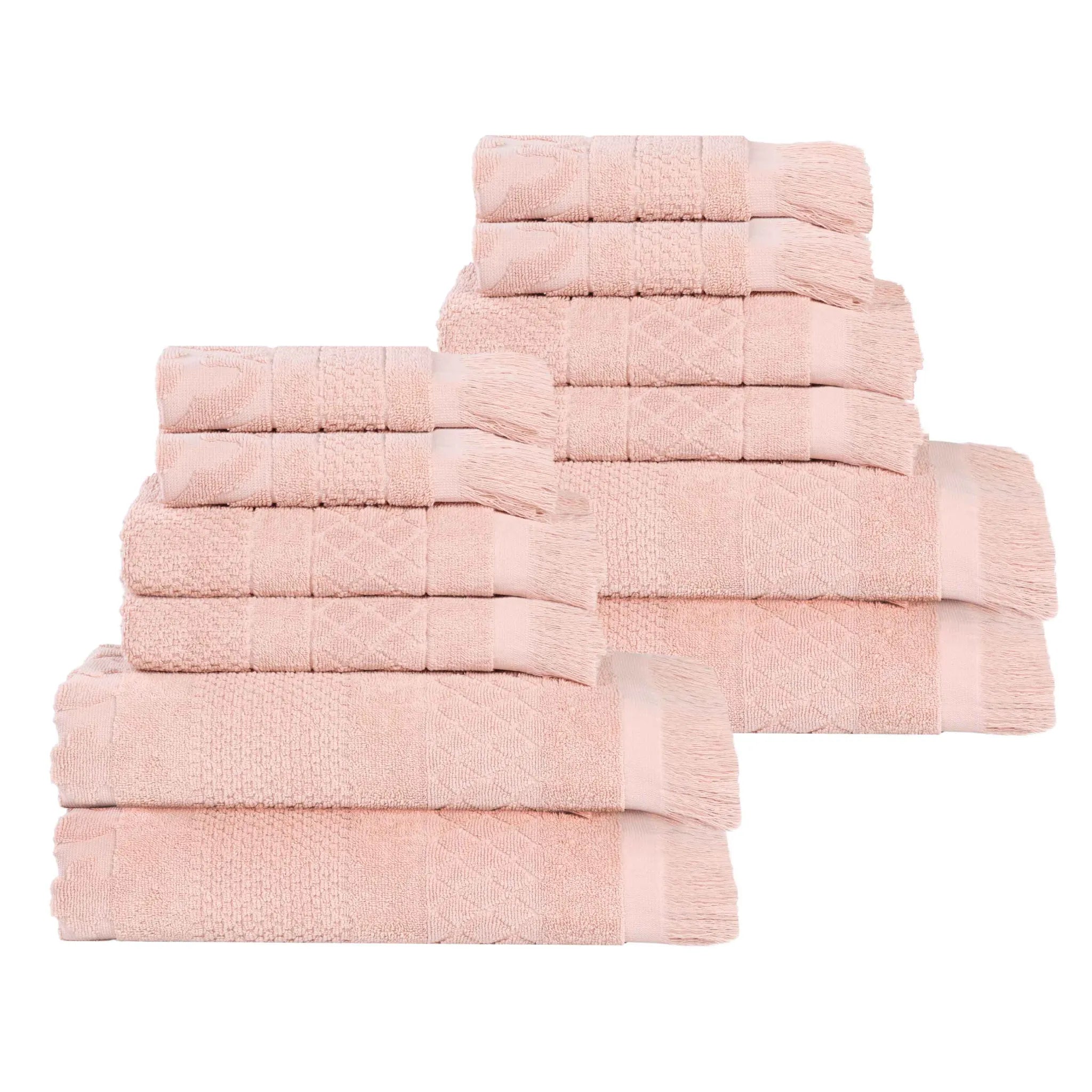 Rolla Cotton Geometric Jacquard Plush Soft Absorbent 12 Piece Towel Set - Towel Set by Superior Brand