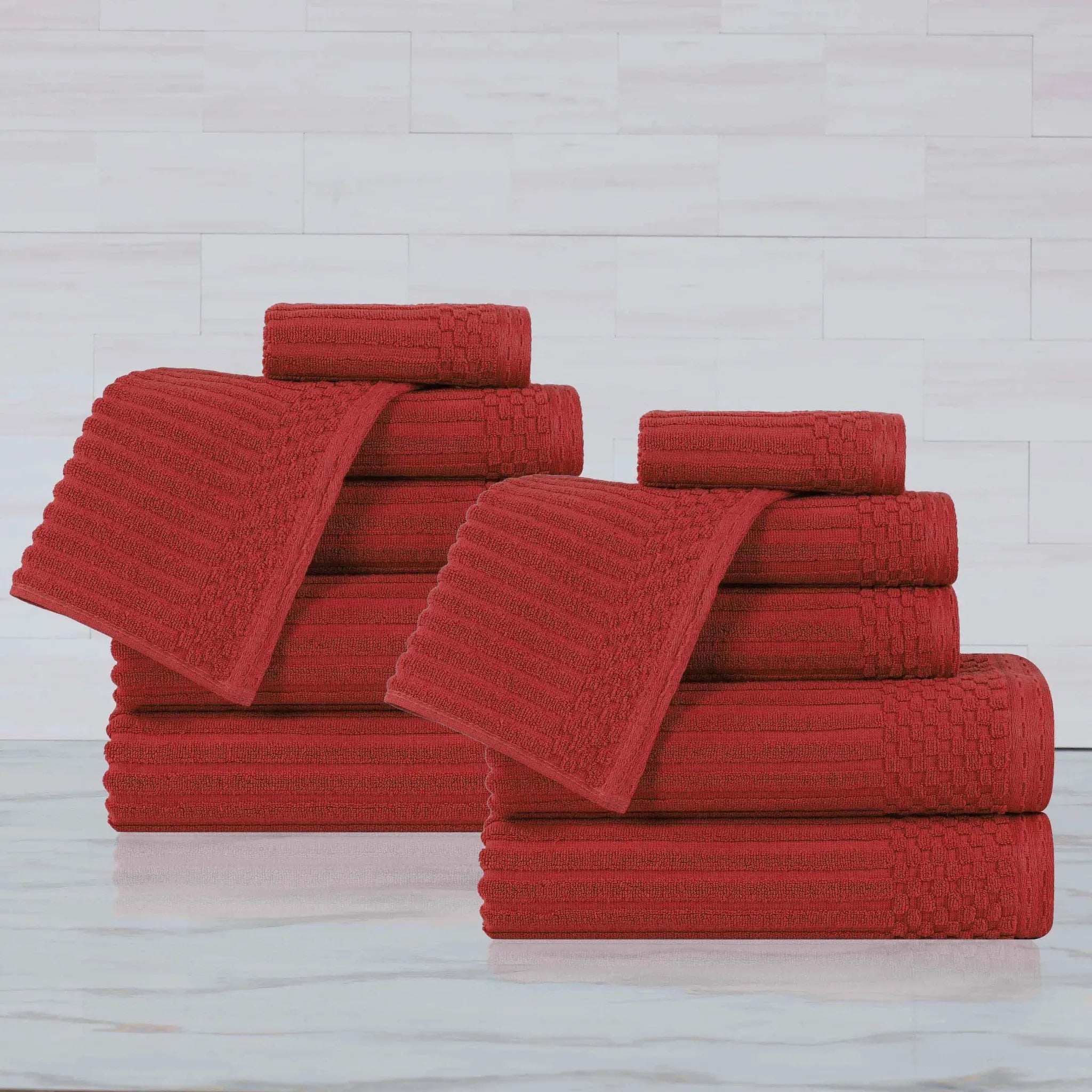 Soho Ribbed Cotton Absorbent Medium Weight 12 Piece Towel Set - Towel Set by Superior Brand