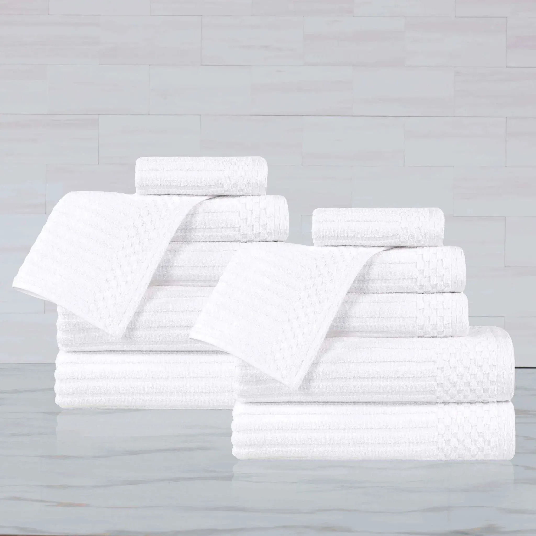 Soho Ribbed Cotton Absorbent Medium Weight 12 Piece Towel Set - Towel Set by Superior Brand
