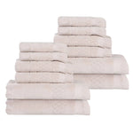 Rolla Cotton Geometric Jacquard Plush Soft Absorbent 12 Piece Towel Set - Towel Set by Superior Brand