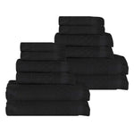 Rolla Cotton Geometric Jacquard Plush Soft Absorbent 12 Piece Towel Set - Towel Set by Superior Brand