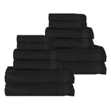 Rolla Cotton Geometric Jacquard Plush Soft Absorbent 12 Piece Towel Set - Towel Set by Superior Brand