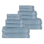 Rolla Cotton Geometric Jacquard Plush Soft Absorbent 12 Piece Towel Set - Towel Set by Superior Brand