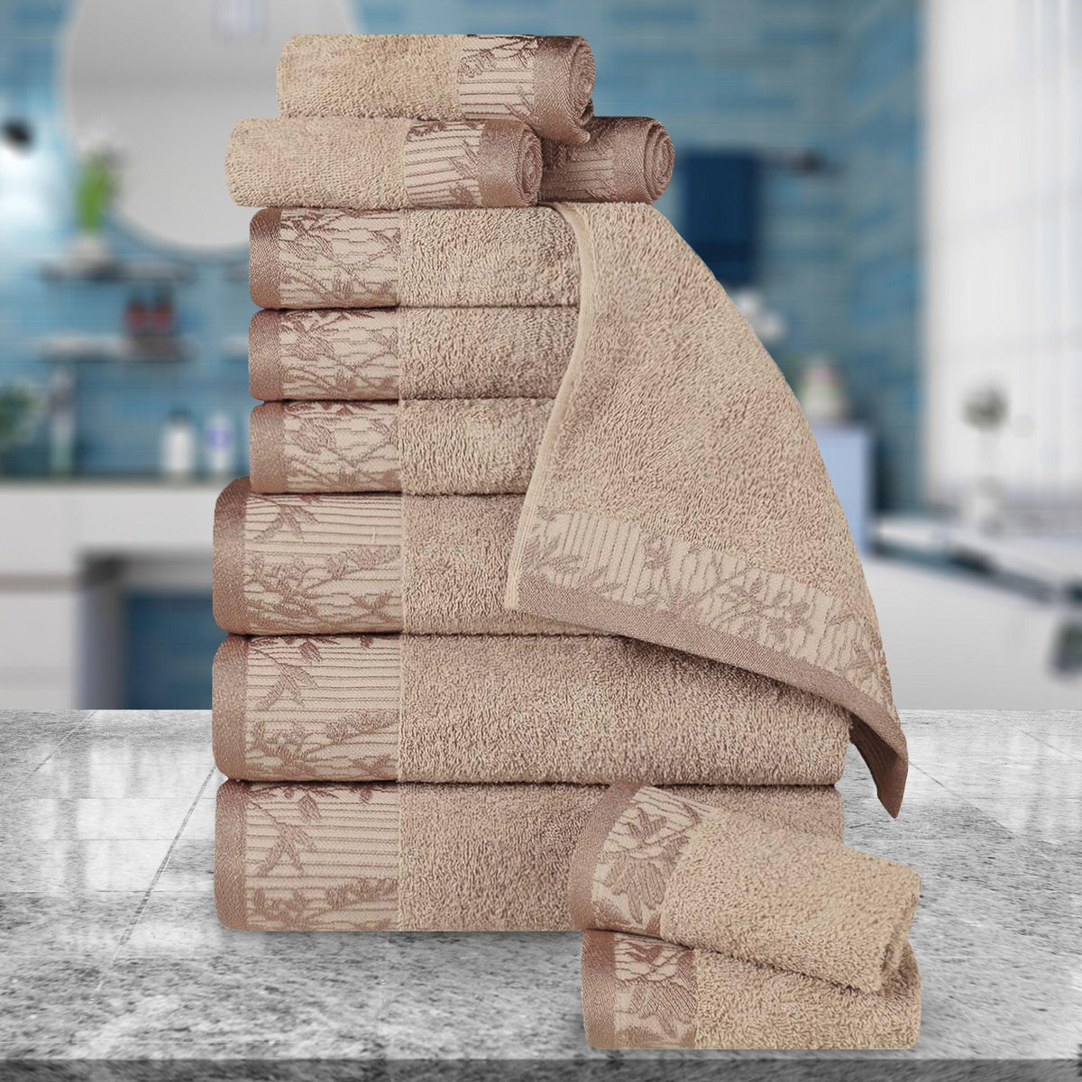 Superior Wisteria Cotton Floral Jacquard 12 Piece Towel Set