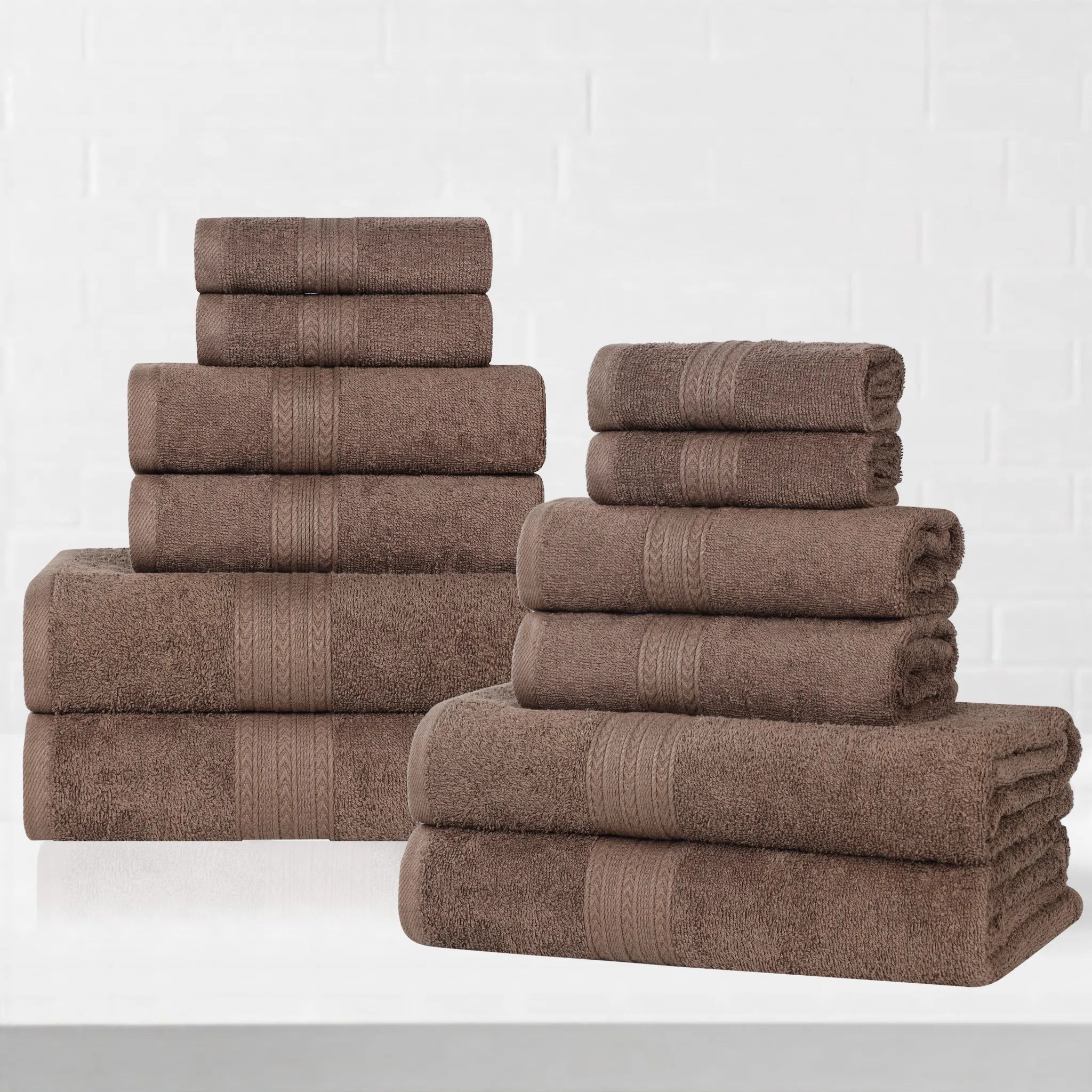 Eco-Friendly Ring-Spun Cotton 12-Piece Towel Set