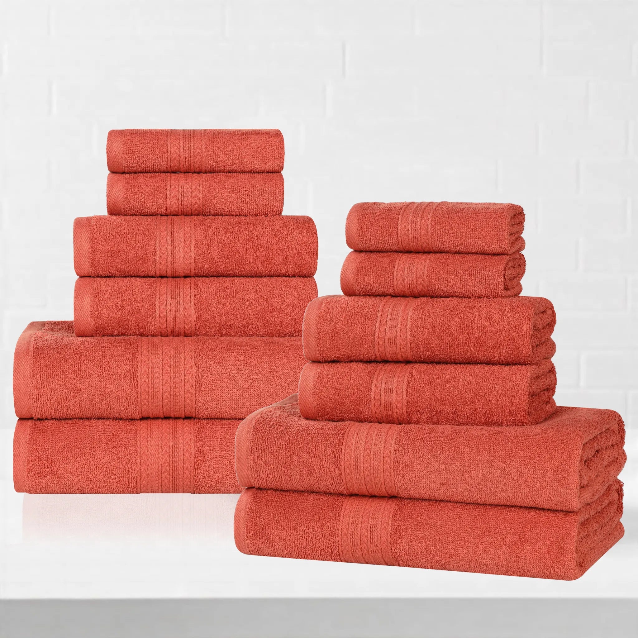 Eco-Friendly Ring-Spun Cotton 12-Piece Towel Set