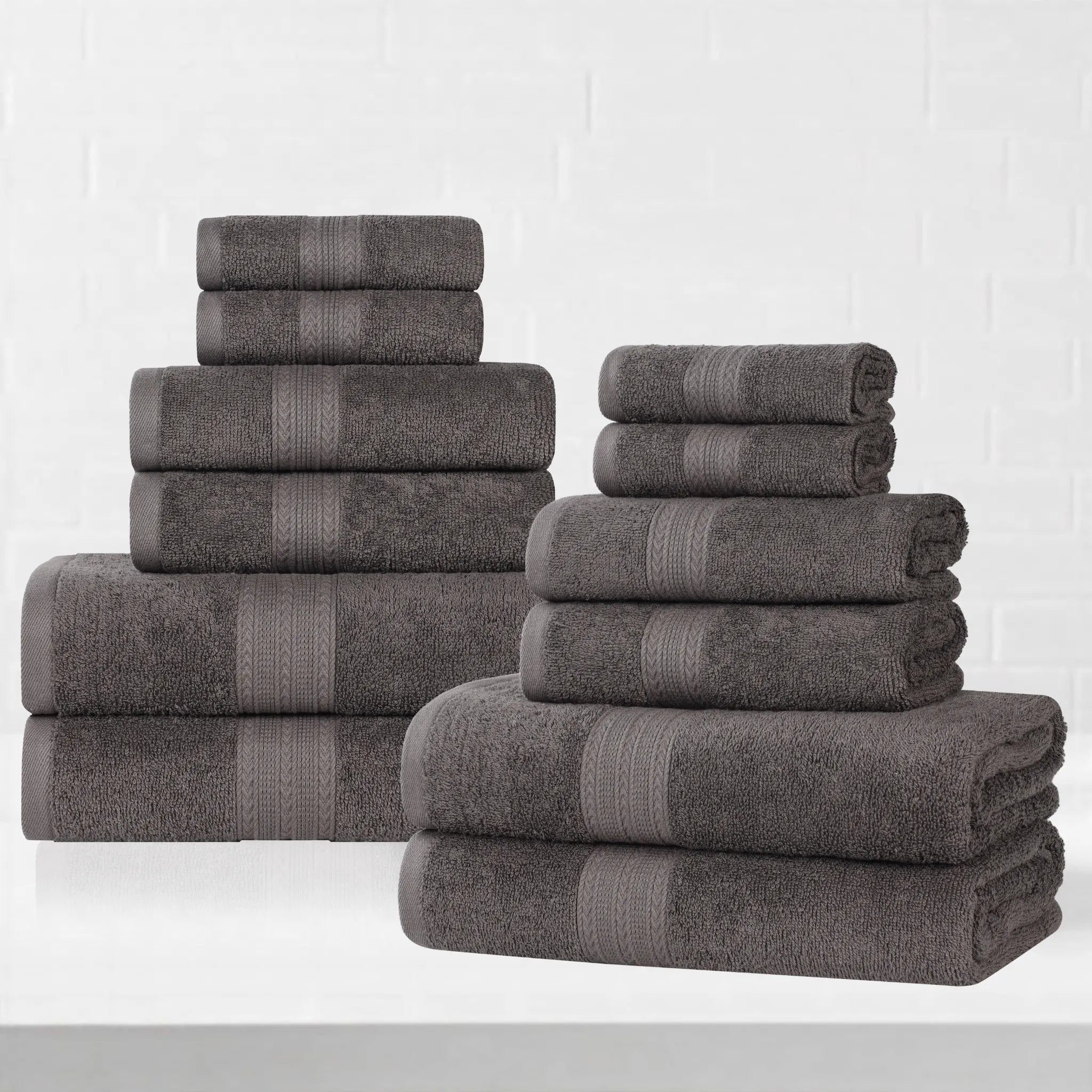 Eco-Friendly Ring-Spun Cotton 12-Piece Towel Set