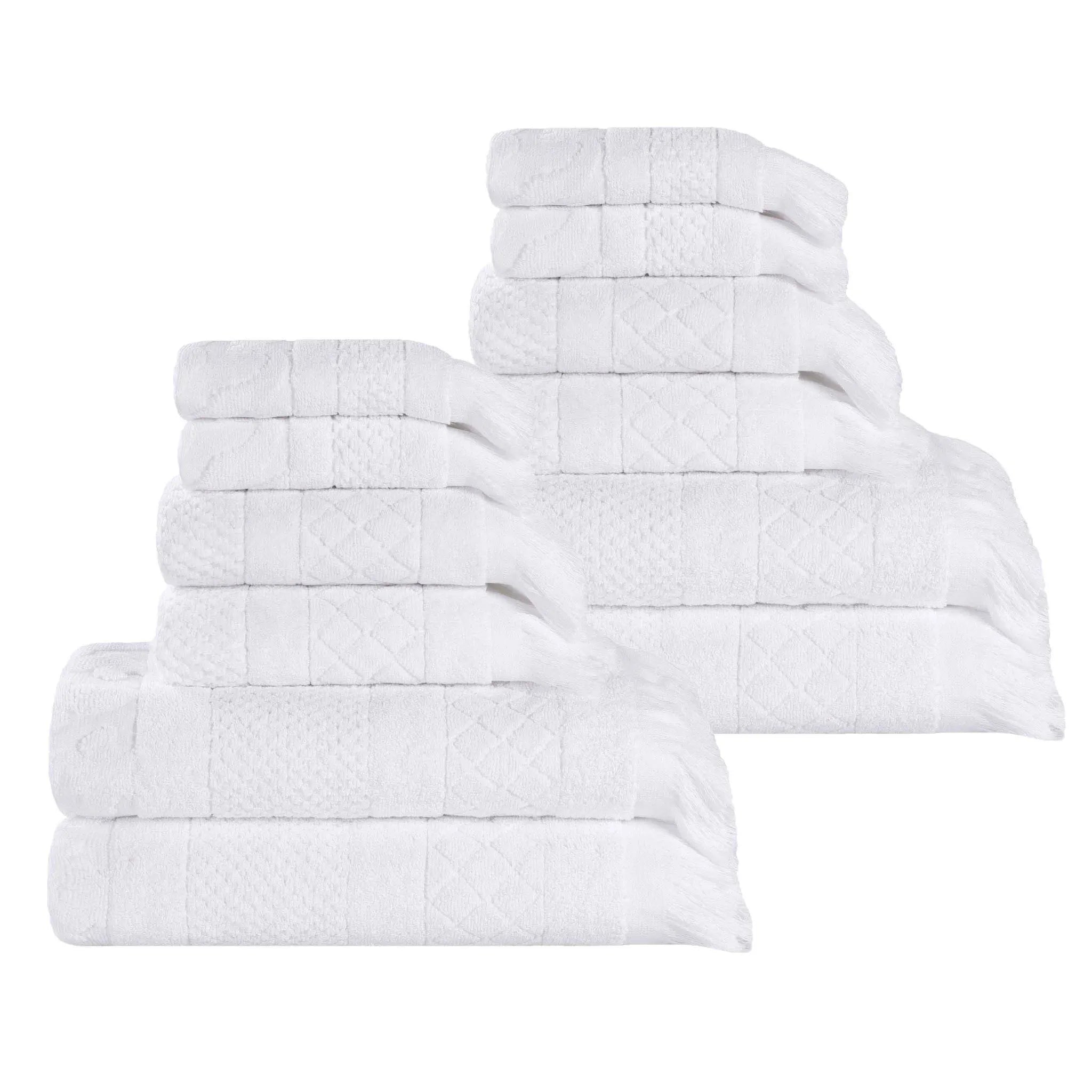 Rolla Cotton Geometric Jacquard Plush Soft Absorbent 12 Piece Towel Set - Towel Set by Superior Brand