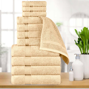 Egyptian Cotton Highly Absorbent Solid 12 Piece Ultra Soft Towel Set - Canary