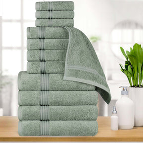 Egyptian Cotton Highly Absorbent Solid 12 Piece Ultra Soft Towel Set - Sage