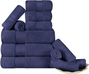 Superior Premium Turkish Cotton Assorted 12-Piece Towel Set - Crown Blue