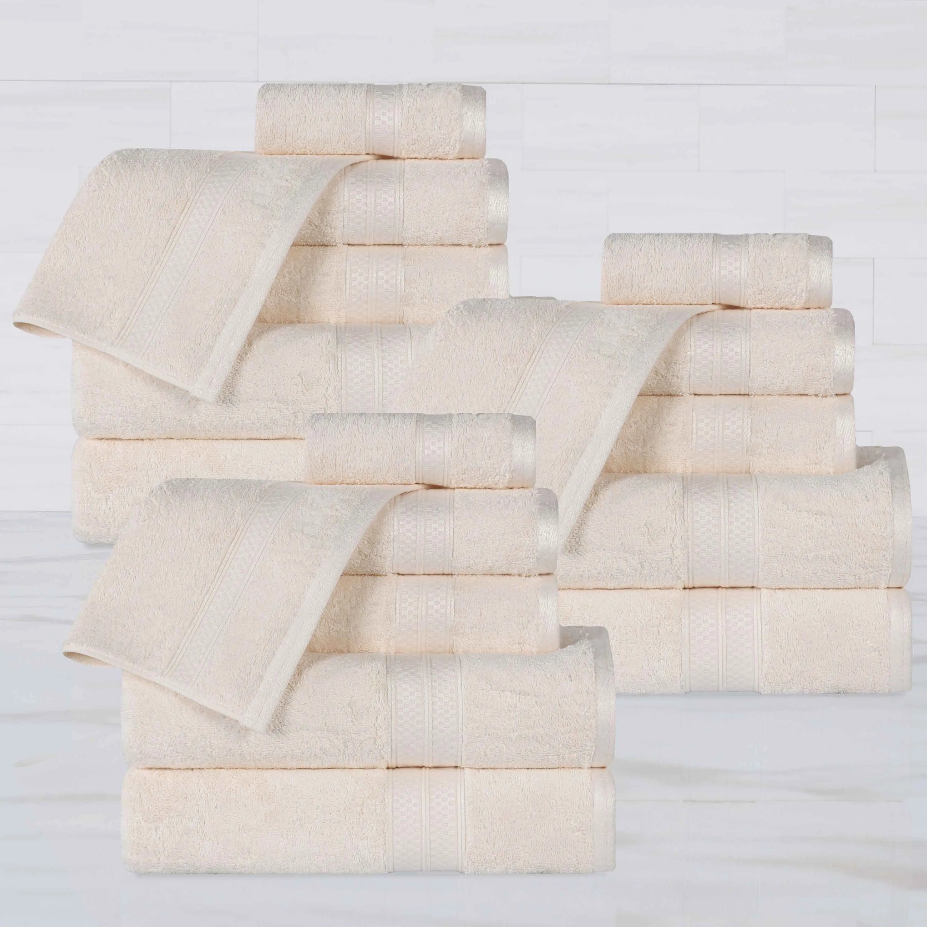 Rayon from Bamboo Cotton Blend Luxury Assorted 18 Piece Towel Set - Towel Set by Superior