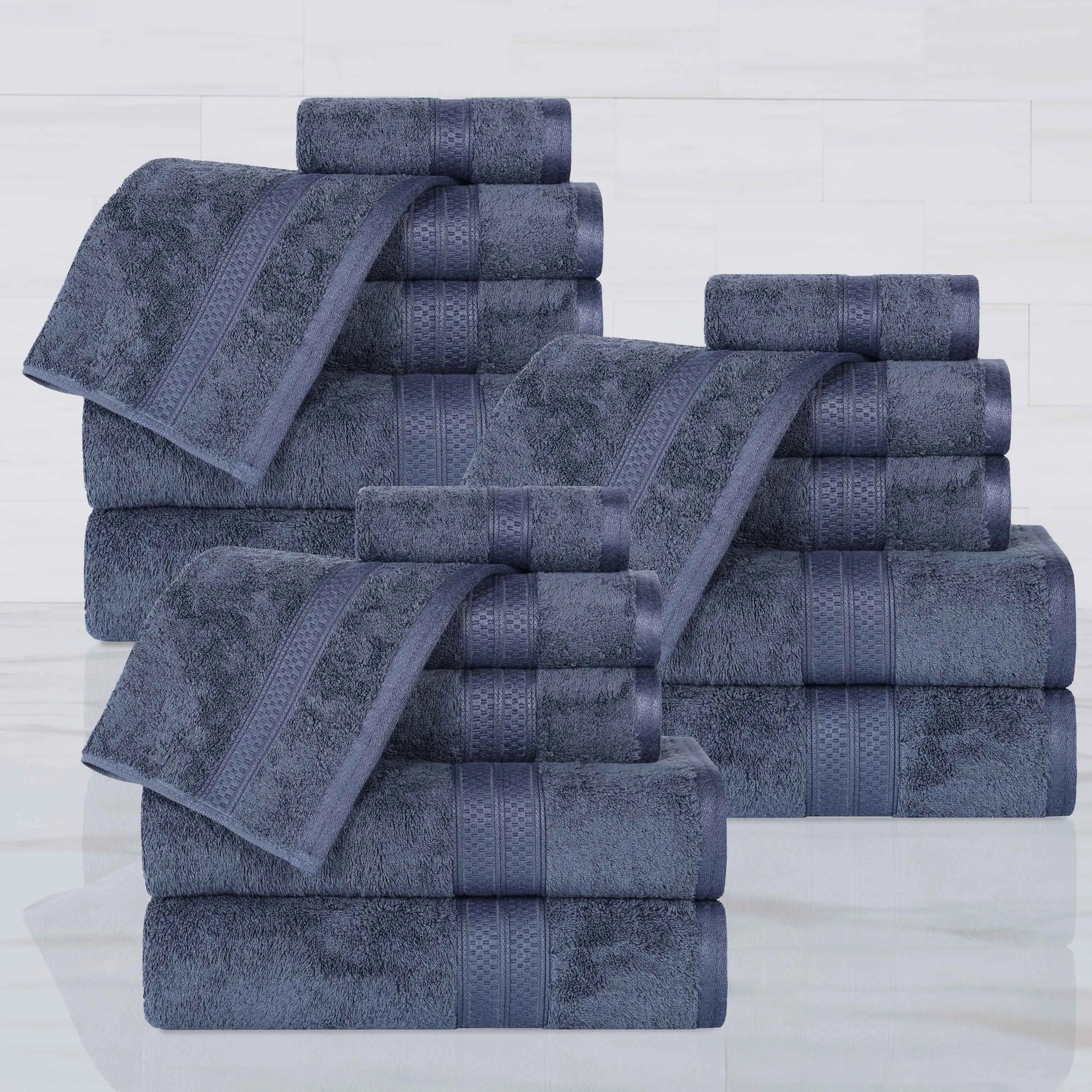Rayon from Bamboo Cotton Blend Luxury Assorted 18 Piece Towel Set - Towel Set by Superior
