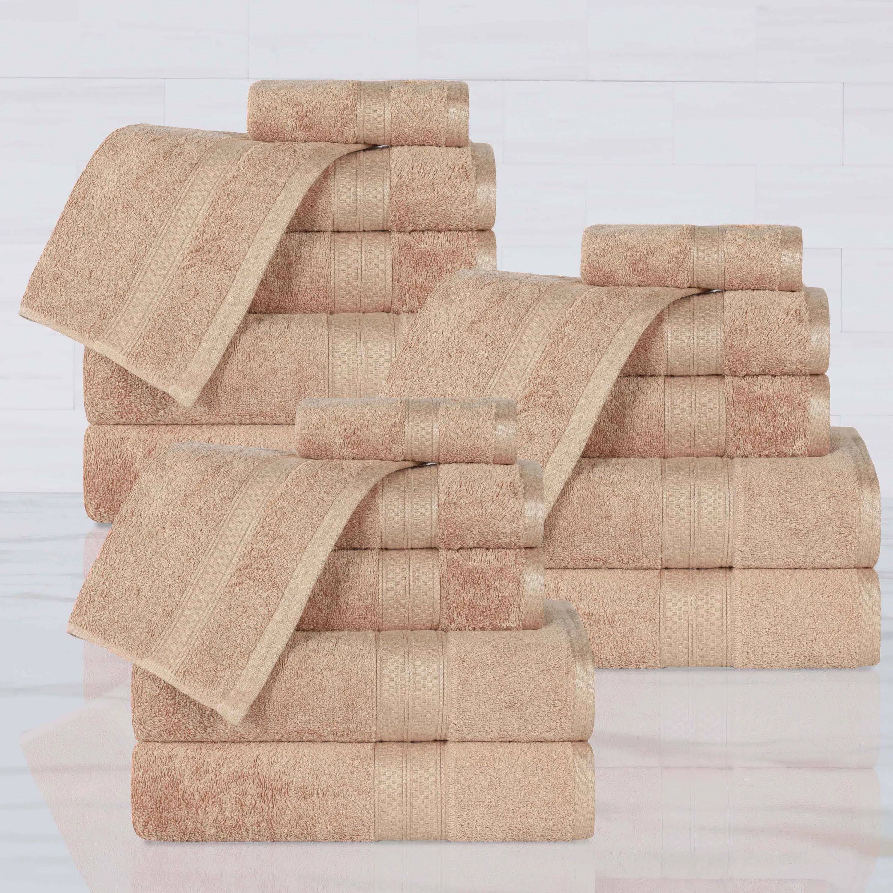 Rayon from Bamboo Cotton Blend Luxury Assorted 18 Piece Towel Set - Towel Set by Superior