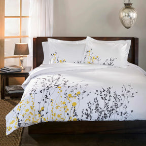 Reed Embroidered Floral Contemporary Duvet Cover Set