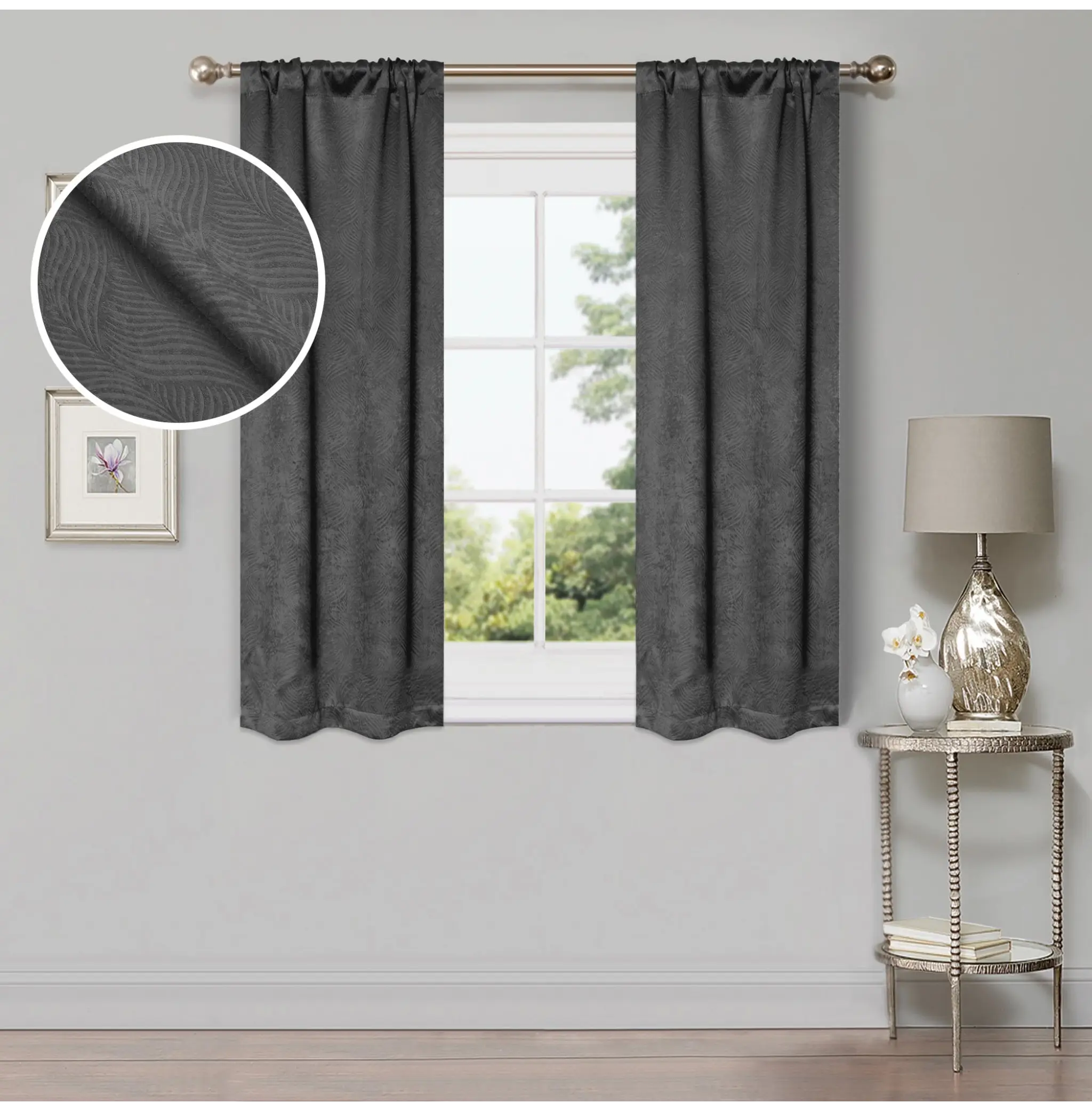 Waverly Geometric Washable Room Darkening Blackout Curtains, Set of 2