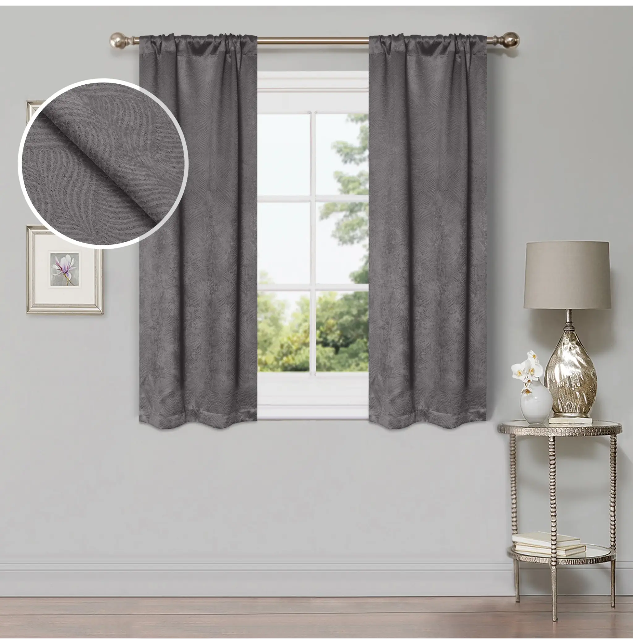 Waverly Geometric Washable Room Darkening Blackout Curtains, Set of 2