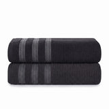 Brea Textured Ribbed Cotton Bath Towels, Set of 2 – Medium Weight Bathroom Towels