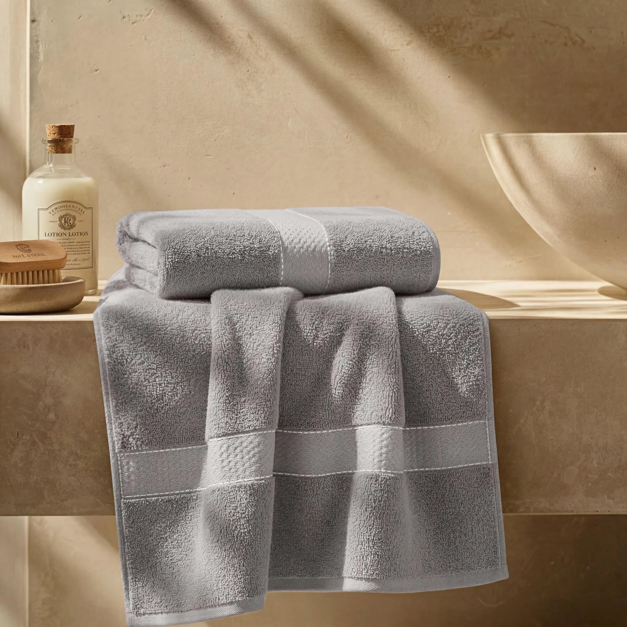 2 Piece Cotton Plush Bath Towel Set Giza