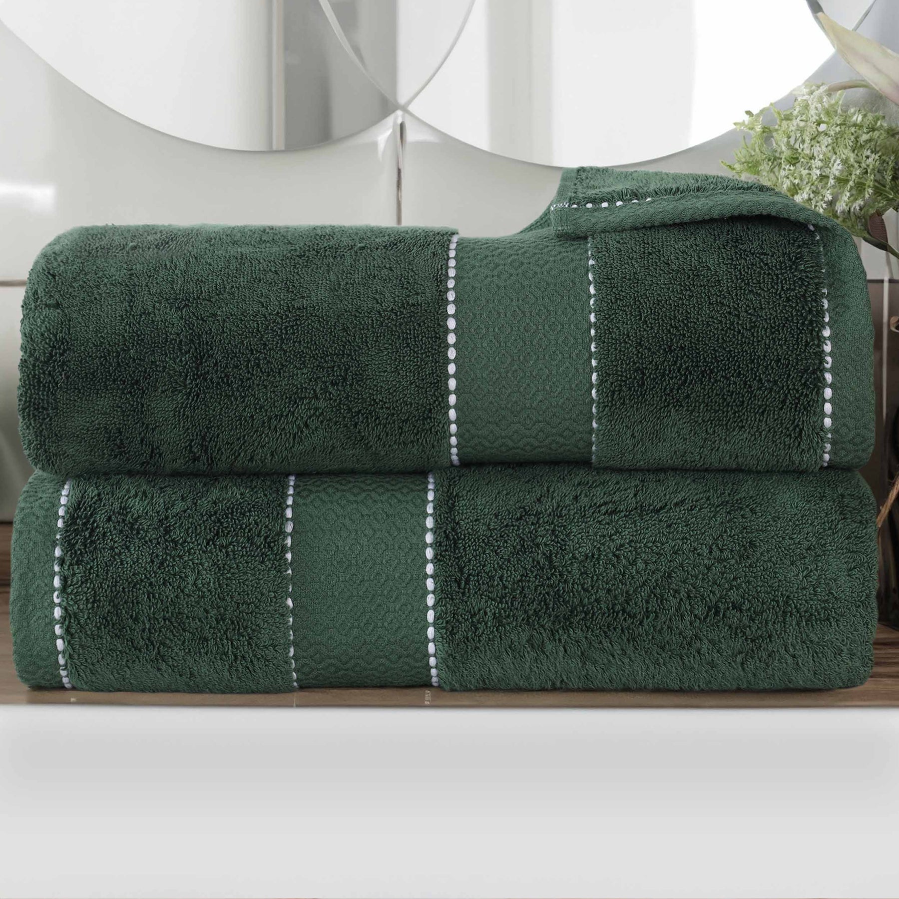 Niles Egyptian Giza Cotton Dobby Ultra-Plush Bath Sheet - Forest Green